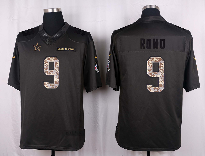 Dallas Cowboys 9 Romo 2016 Nike Anthracite Salute to Service Limited Jersey